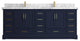 Fenway 84 Double Sink Bath Vanity in Navy Blue 2" Carrara Marble