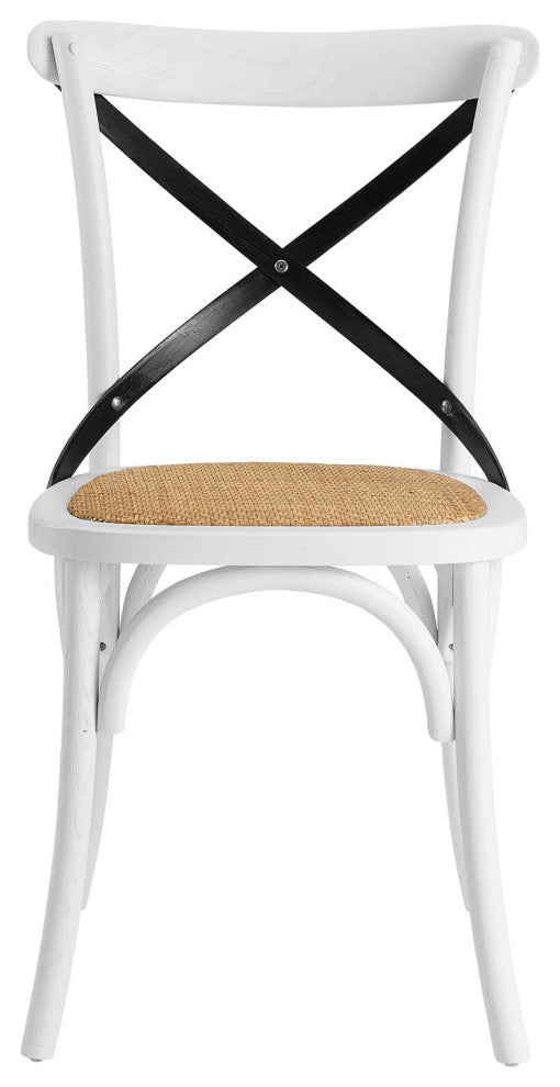 Side Dining Chair, Set of 2, Wood, White Black, Modern, Cafe Bistro Restaurant