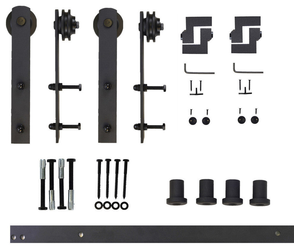 Sliding Barn Door Hardware for Double Door, Straight Design, 5'
