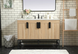 Home Living 22" Modern Mango Wood-Light Bathroom Vanity
