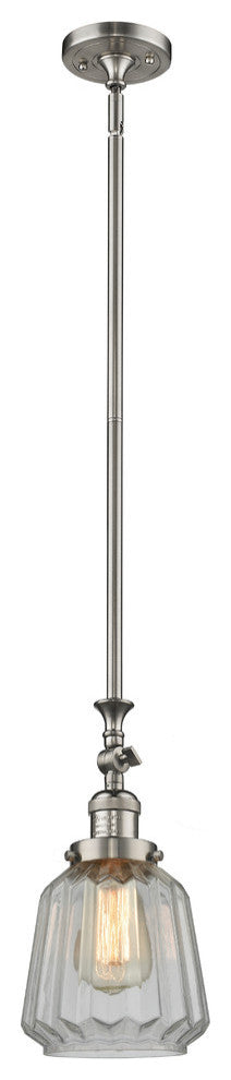 Chatham 1-Light LED Mini Pendant, Brushed Satin Nickel, Glass: Clear