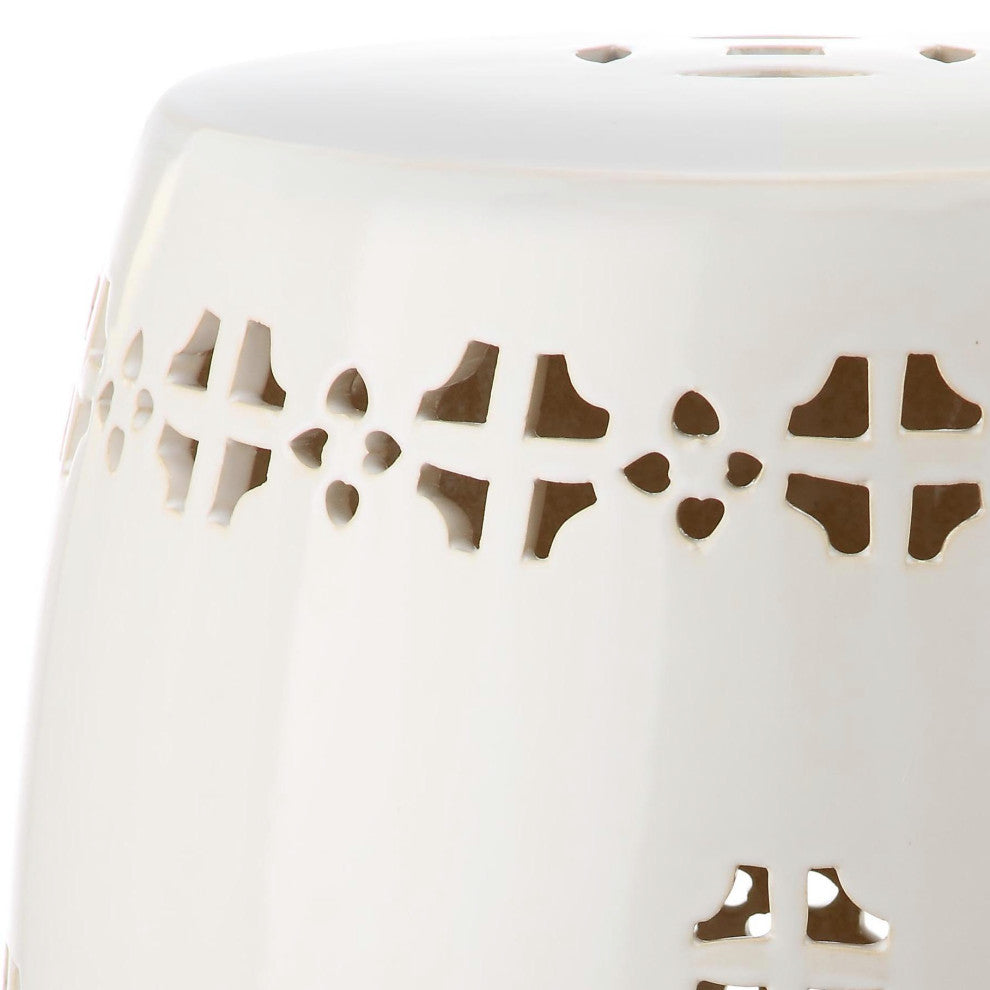 Safavieh Quatrefoil Garden Stool, Cream
