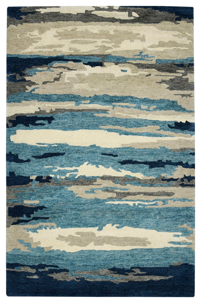 Abstract Gunter Area Rug, Blue, 5' x 8', Abstract