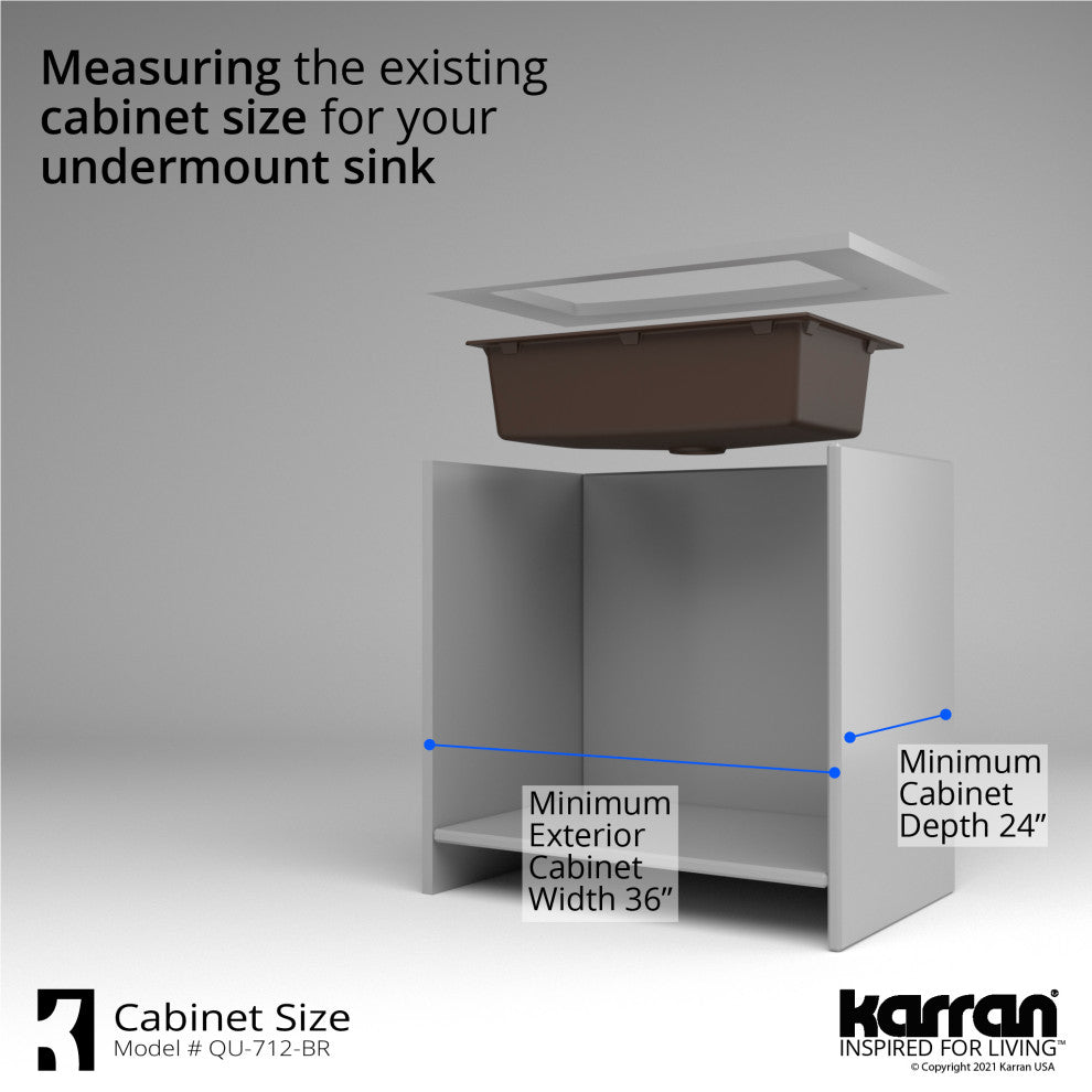 Karran Undermount Quartz 32" Single Bowl Kitchen Sink Kit, Brown