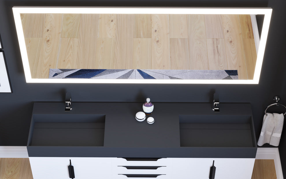 Smart Angelina Dimmable LED Bathroom Mirror with Voice Control, 72" x 30"