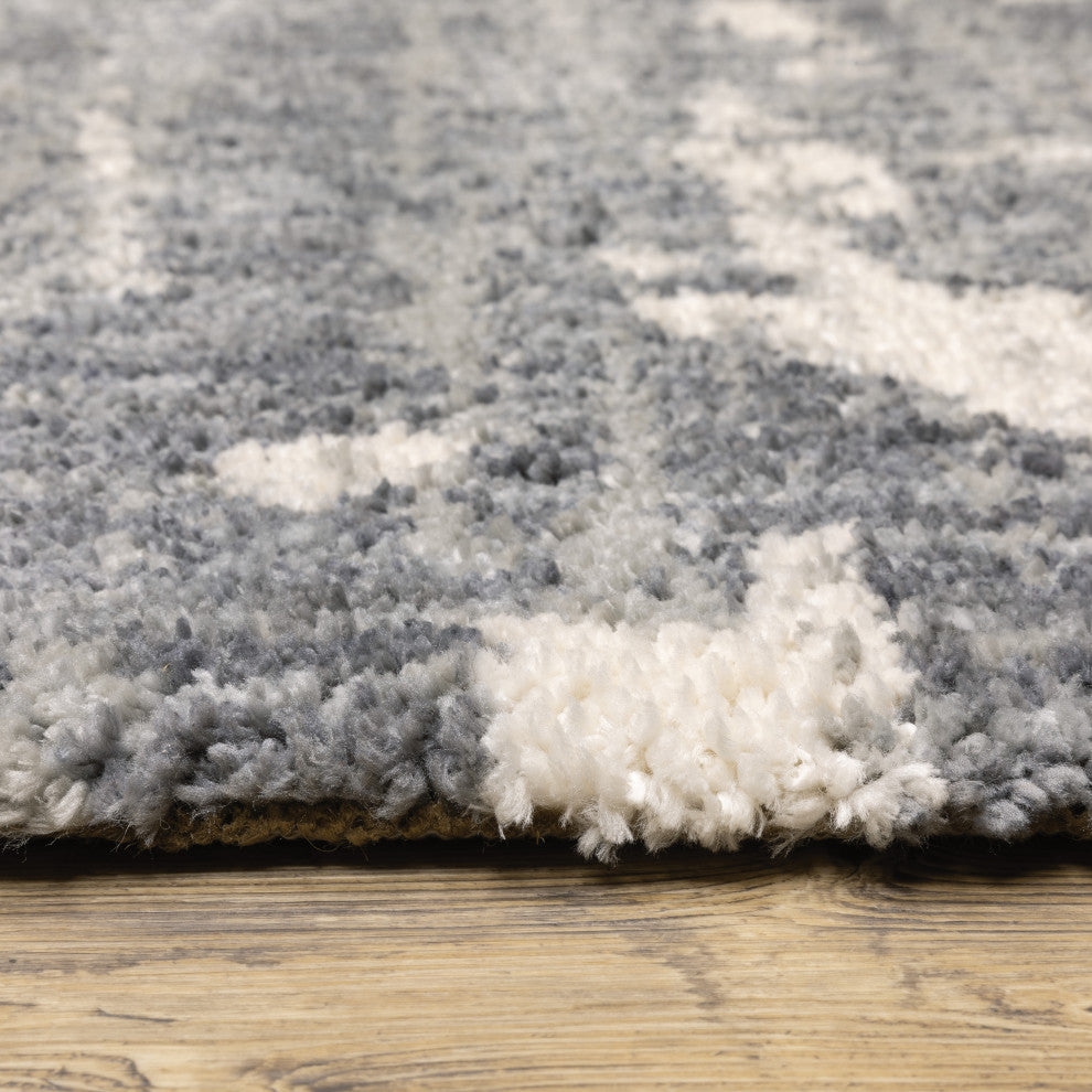 Ashton Distressed Shag Grey/Ivory Area Rug, 5.3X7.6