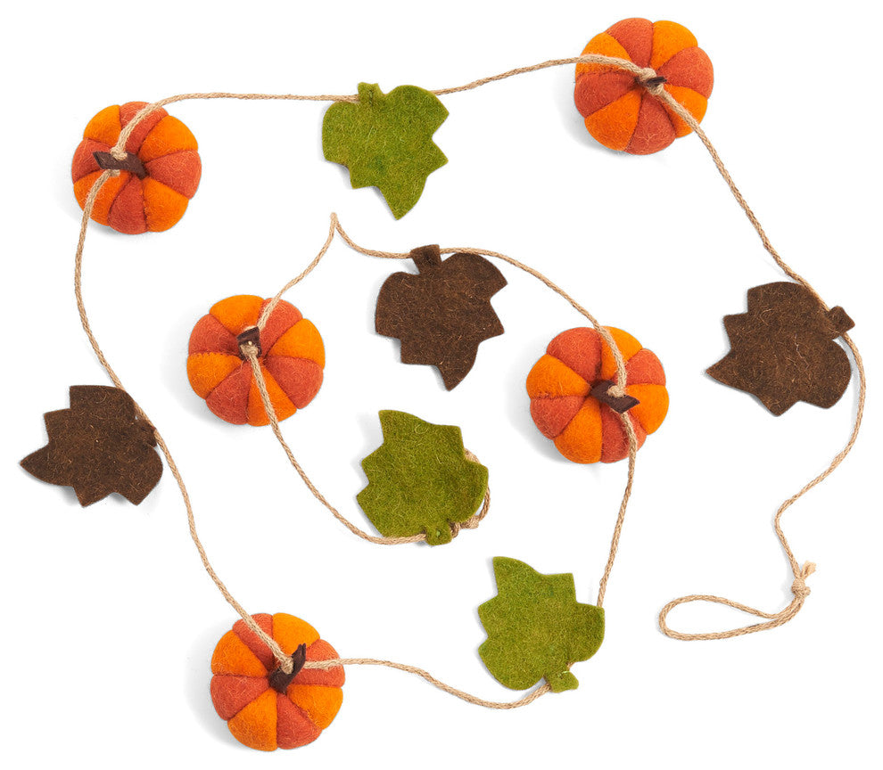 Pumpkin Patch Garland in Hand Felted Wool