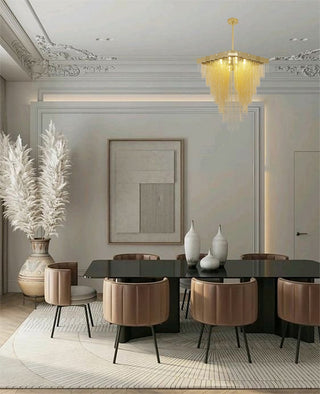16-Light Gold Chandelier With Hanging Aluminum Chains