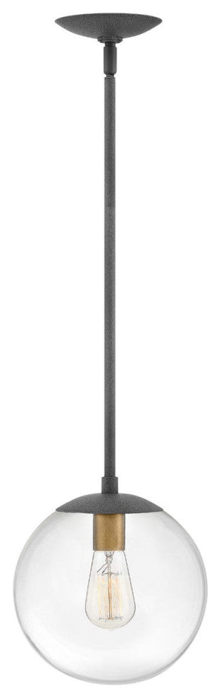 Hinkley Warby 9.5" Small Pendant Light, Aged Zinc + Clear Glass