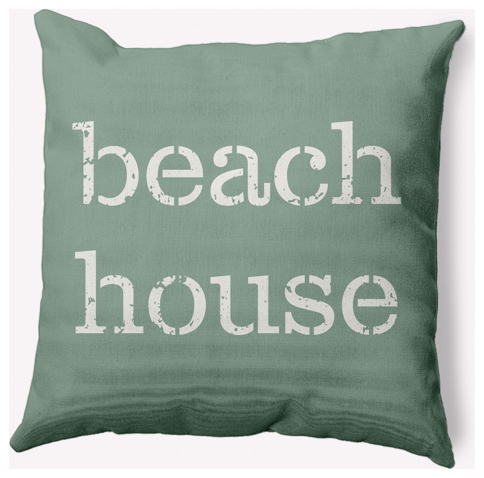18x18" Beach House  Nautical Decorative Indoor Pillow, Sage