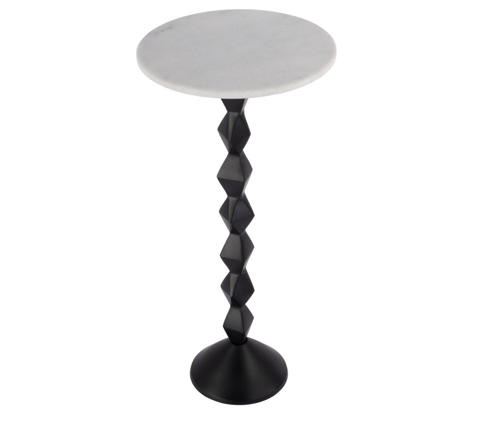 Ada 12" W Round Marble and Metal Side Table