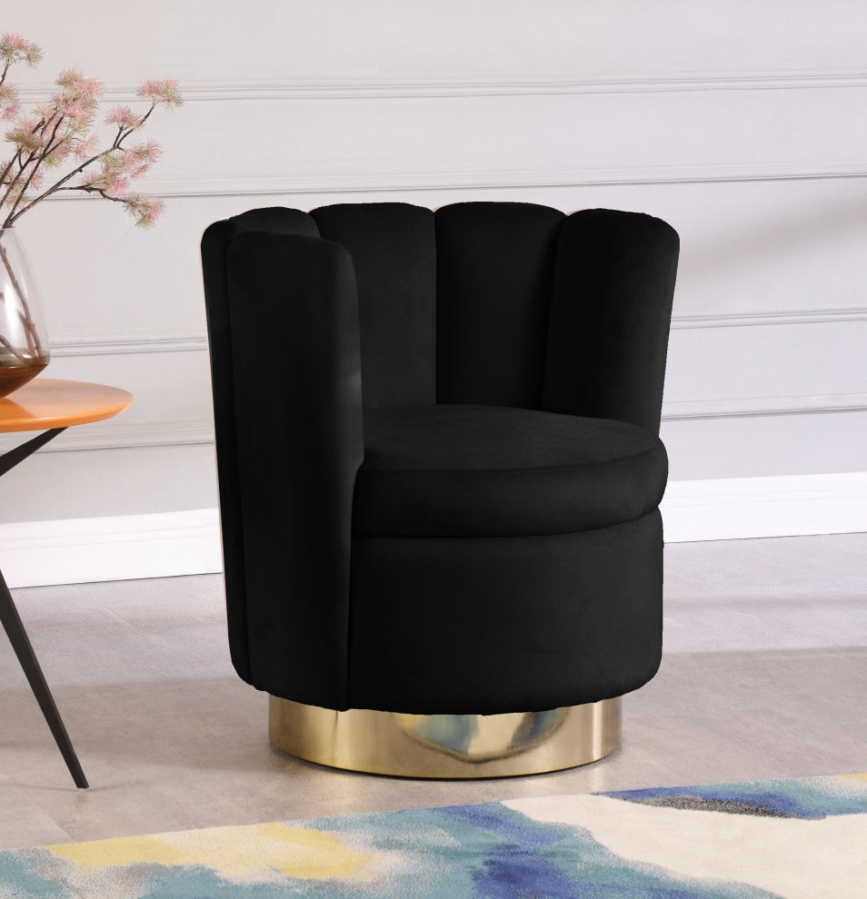 Lily Velvet Upholstered Accent Chair, Black