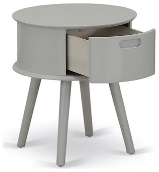 Gordon Round Night Stand End Table With Drawer, Urban Gray Finish
