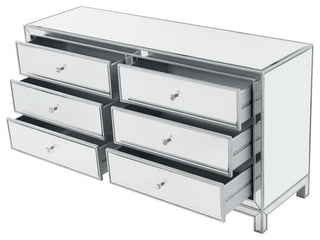 Dresser 6 Drawers 60" W X 18" D X 32" H, Antique Silver Paint