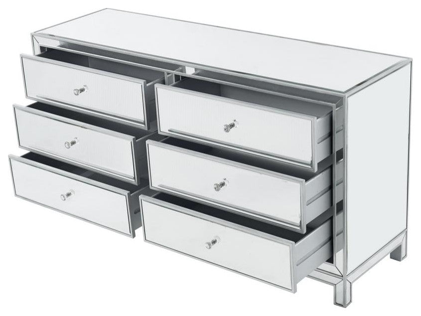 Dresser 6 Drawers 60" W X 18" D X 32" H, Antique Silver Paint