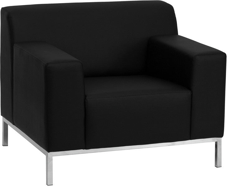 Definity Series Black LeatherSoft Chair with Stainless Steel Frame