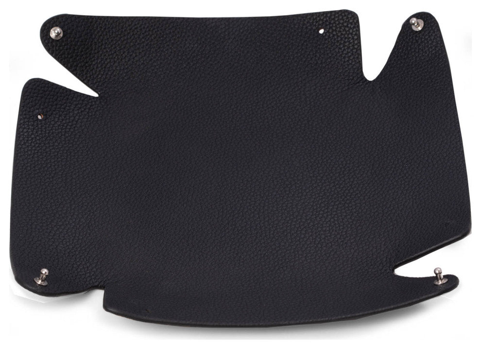 Black Leather Catchall Valet Tray, Lay Flat Design