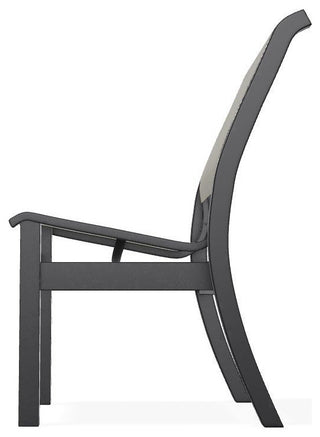 Leeward Sling Stackable Outdoor Dining Chair, Ella/Black