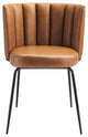 Dining Chair, Set of 2, Tan Black, Vegan Leather, Modern Bistro Hospitality