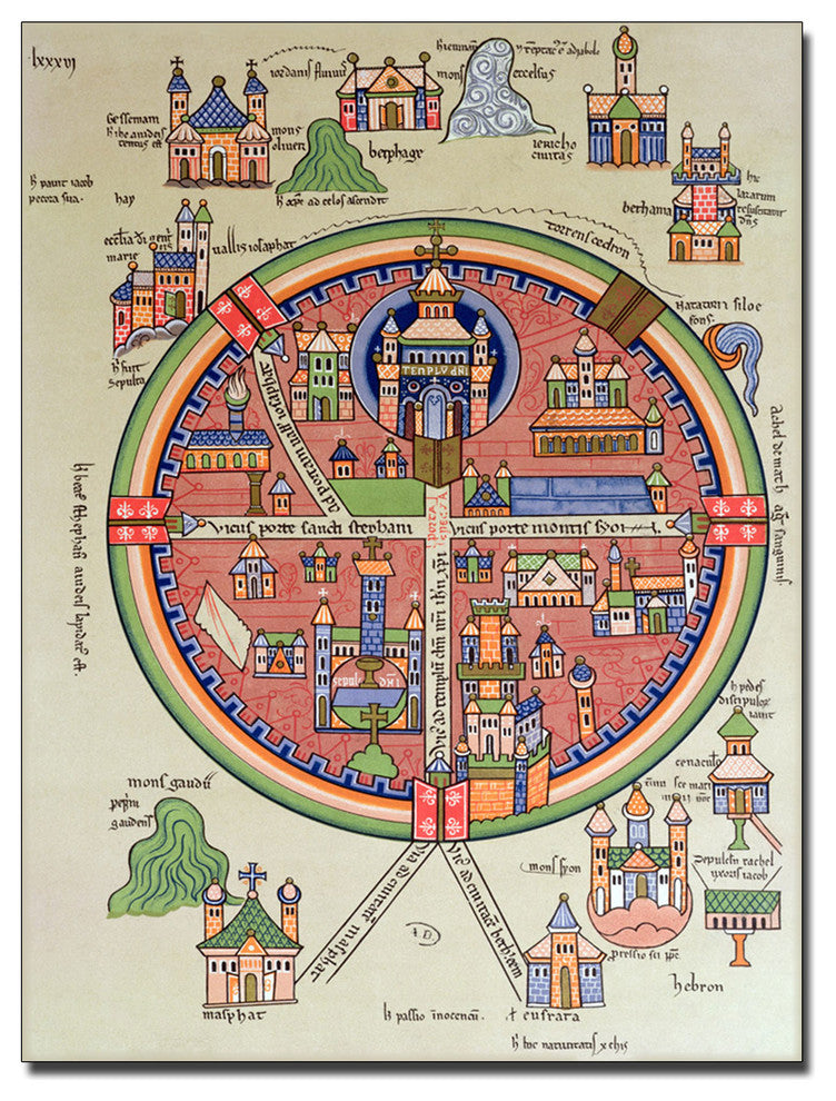 'Map of Jerusalem and Palestine' Canvas Art