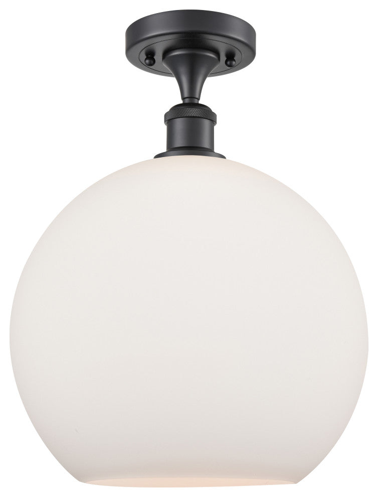 Innovations 516-1C-BK-G121-12-LED 1-Light Semi-Flush Mount, Matte Black