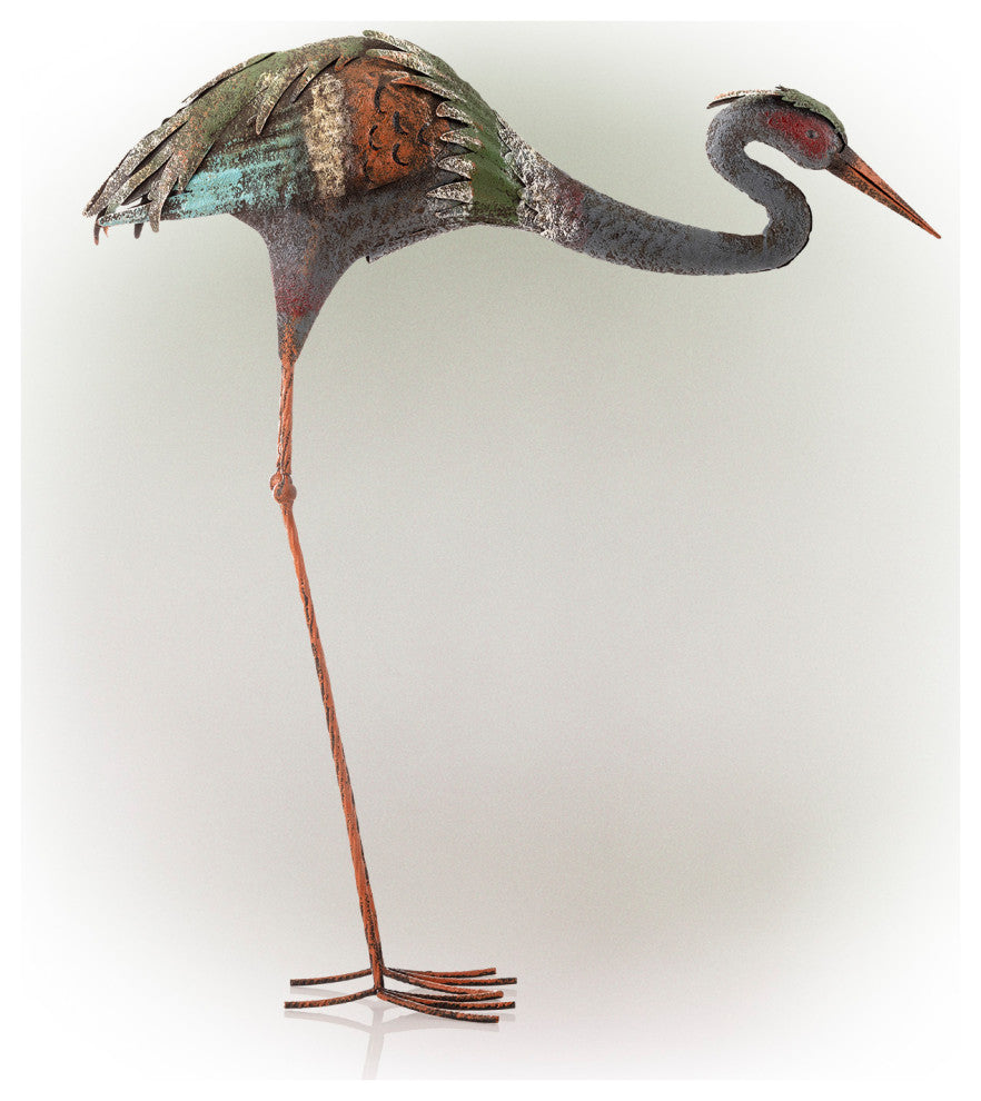 Alpine Crane Stake Statue, 31" Tall
