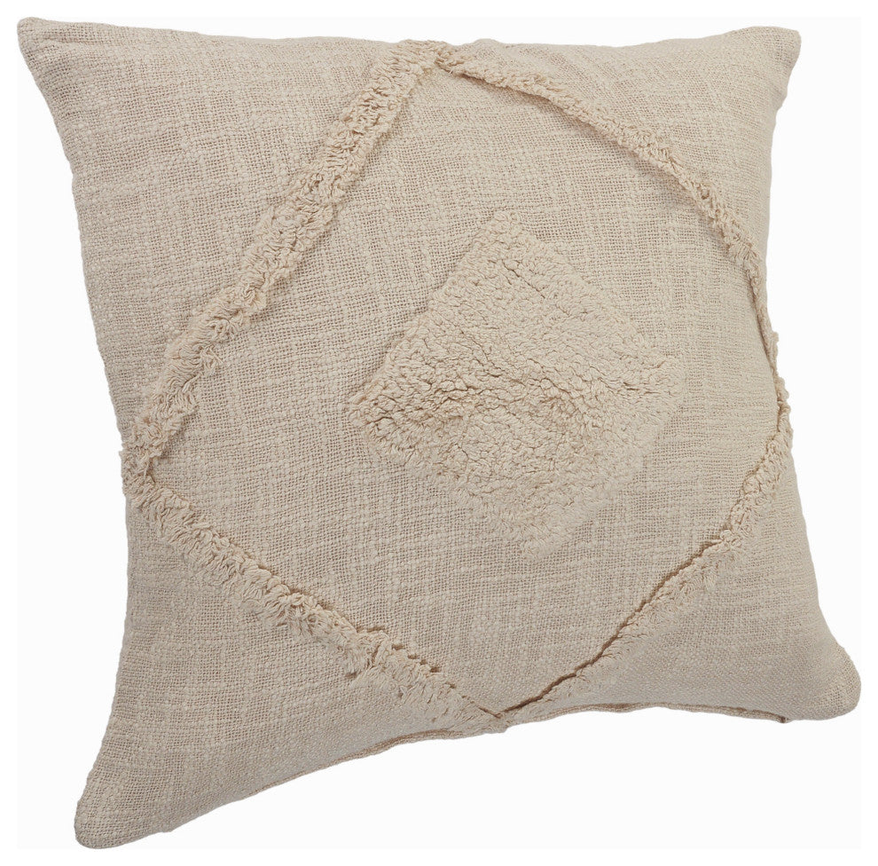 Solid Decorative Double Diamond Cotton Throw Pillow