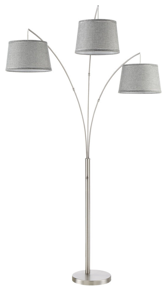 Kira Home Akira 79" Arc Floor Lamp, 3-Way Switch, Gray Burlap Shades