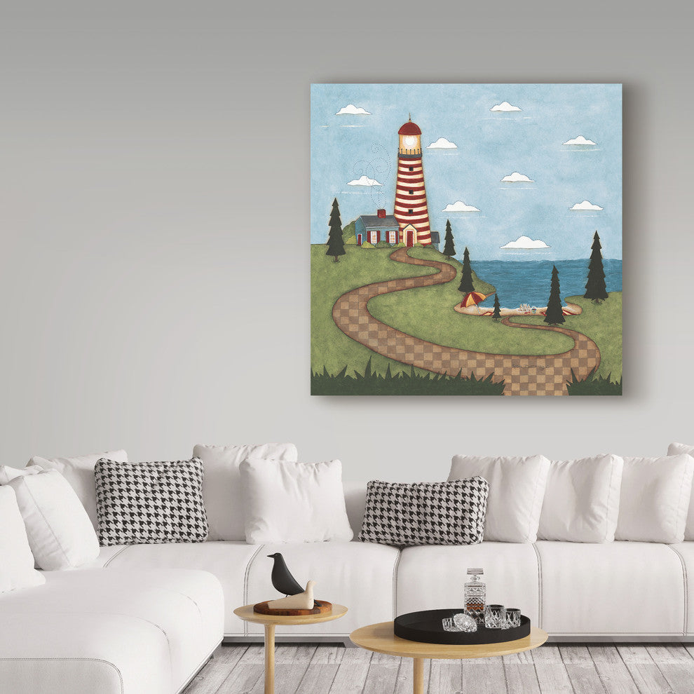 Robin Betterley ''Red And White Lighthouse'' Canvas Art, 24"x24"