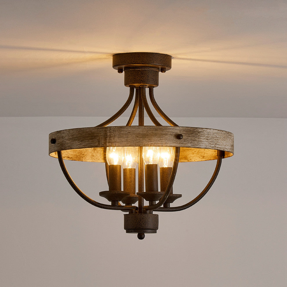 15.4 in 4-Light Industrial Flush Mount Ceiling Lighting