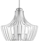 Finn 1-Light Large Pendant Metallic Silver Etched White Glass