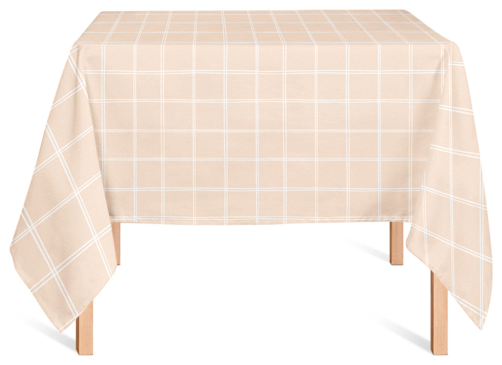 Peach Grid 58x58 Tablecloth