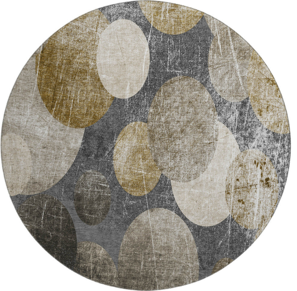Premium Machine Washable Mayfield AMF556 Brown 8' x 8' Round Rug
