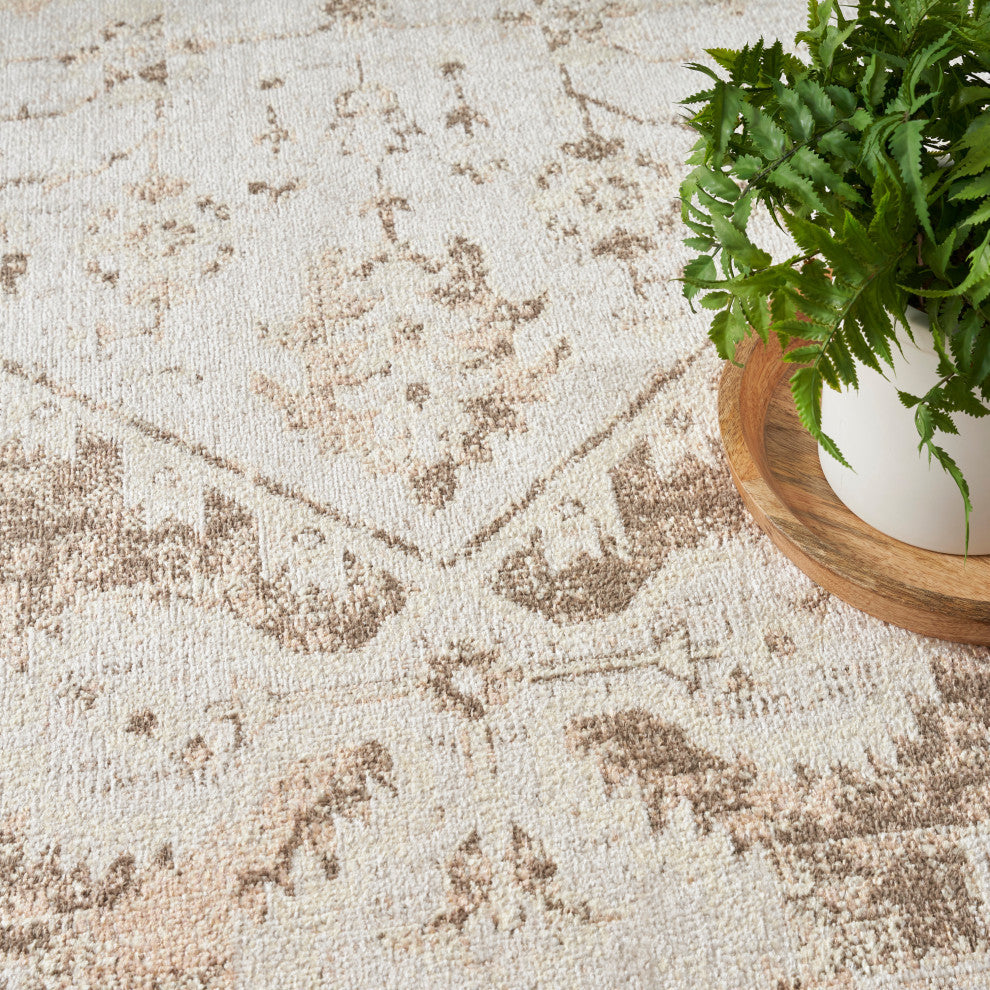 Nourison Astra Machine Washable 4'' x 6'' Beige Vintage Indoor Rug