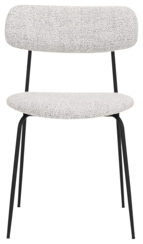 Casey Matte Black Metal With Gray Fabric Dining Chair, Set of 2