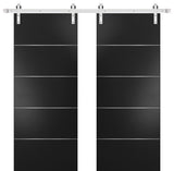 Double Barn Door 36 x 96, Planum 0020 Black, Silver 13FT