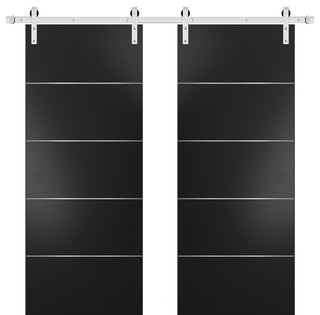 Double Barn Door 36 x 96, Planum 0020 Black, Silver 13FT