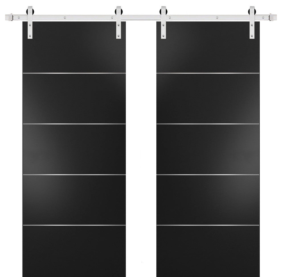 Double Barn Door 36 x 96, Planum 0020 Black, Silver 13FT