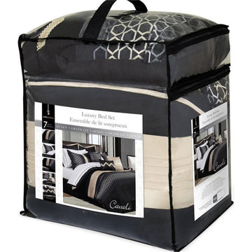 Safdie & Co. 7-piece Cavali Premium Microfiber Queen Comforter Set in Black