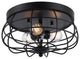 11" Industrial Farmhouse Cage Flush Mount Ceiling Light, Black