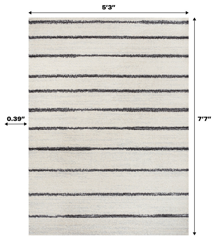Williamsburg Minimalist Stripe Rug, Cream/Black, 5 Ft. X 8 Ft.