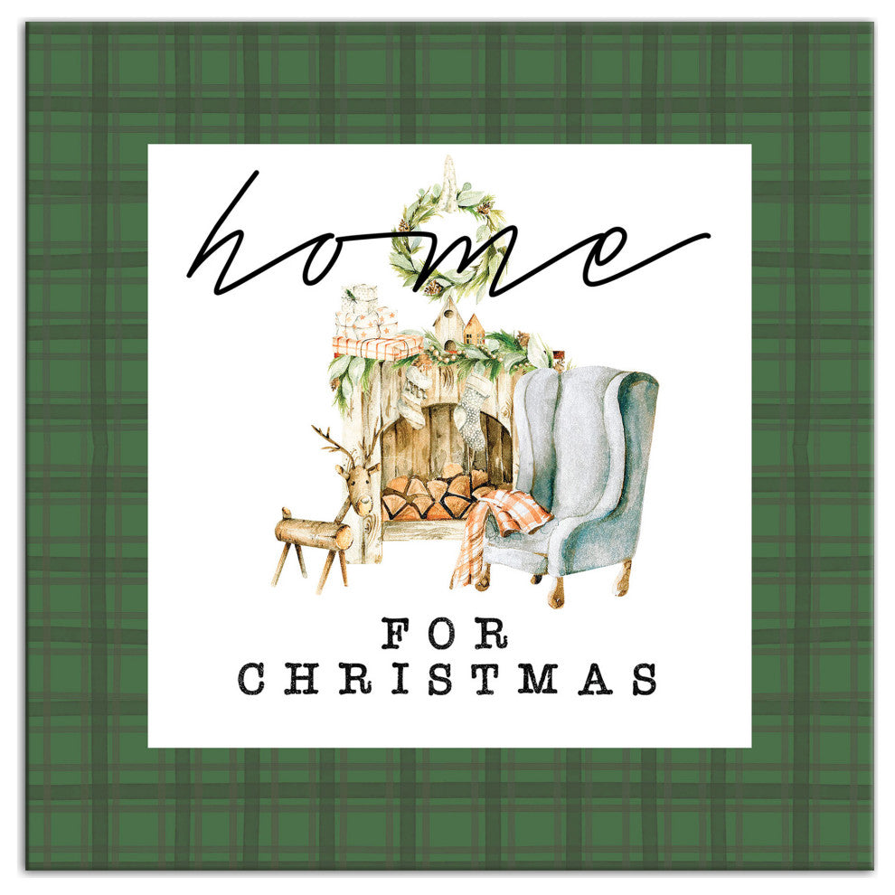 Home For Christmas Quilt 12x12 Canvas Wall Art