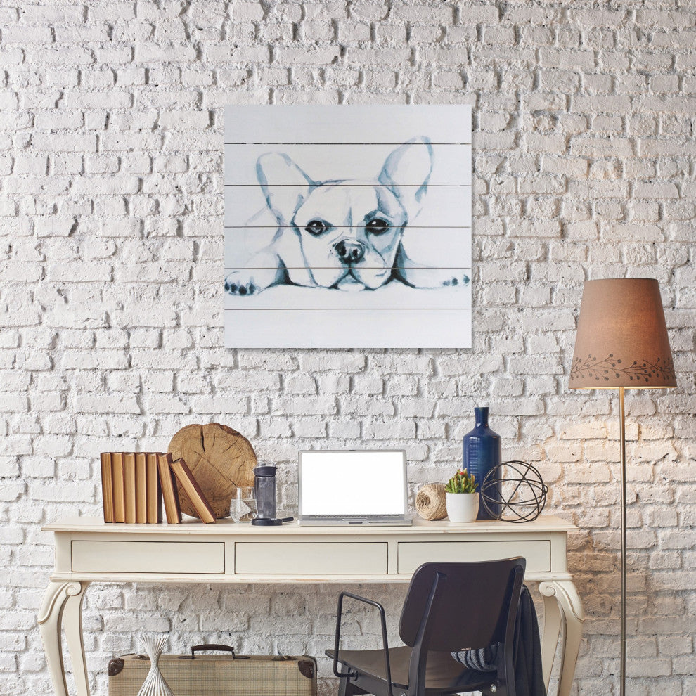 Seriously Cute Puppy Sketch Wood Plank Wall Art