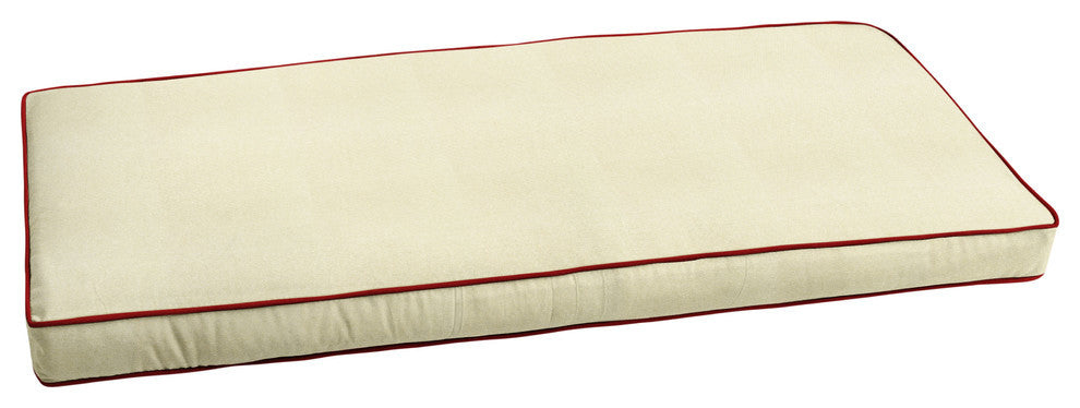 Sunbrella Ivory With Jockey Red Outdoor Bench Cushion 37-48", Corded