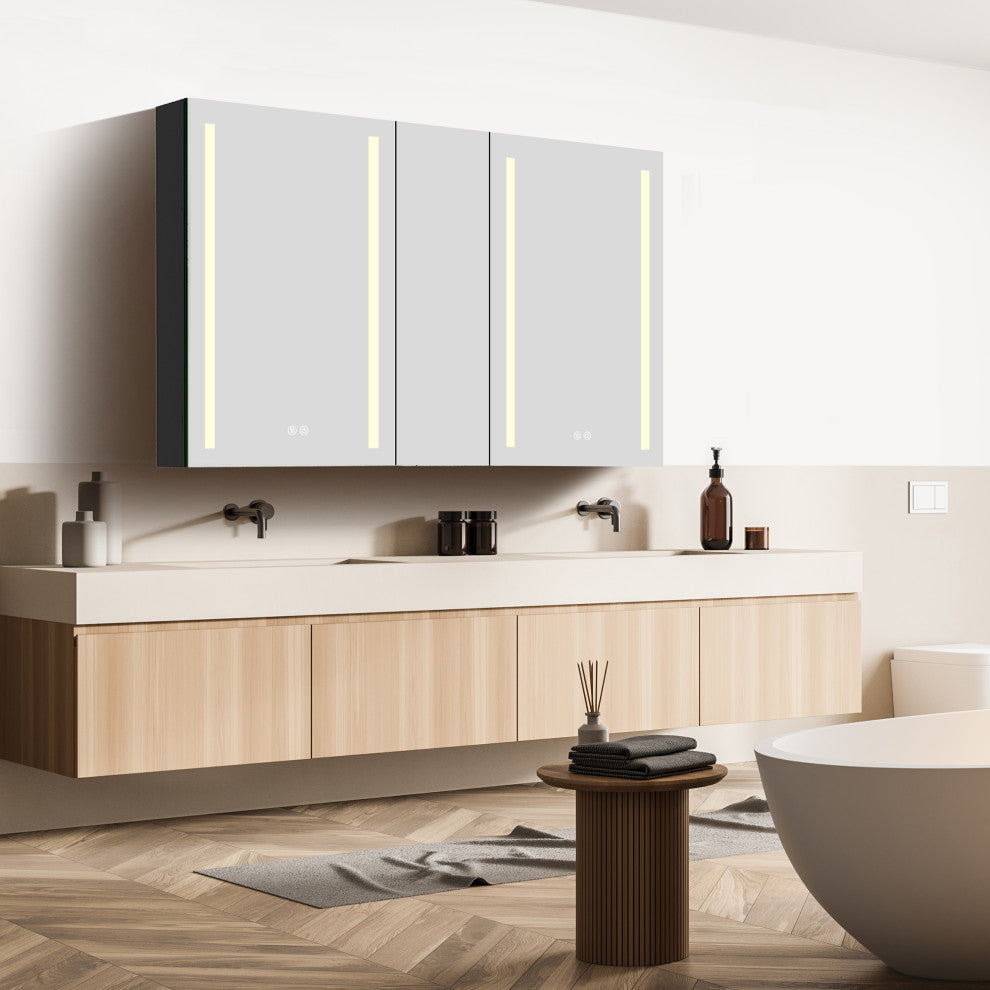 50"x30" Surface Mount Frameless LED Medicine Cabinet With Anti-Fog and Dimmable, Right Door