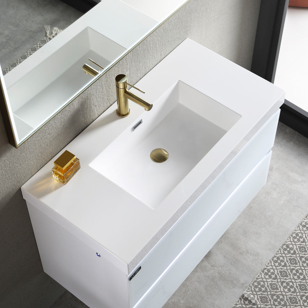 Blossom Jena Vanity Set, Calacatta White, 36", Mirror