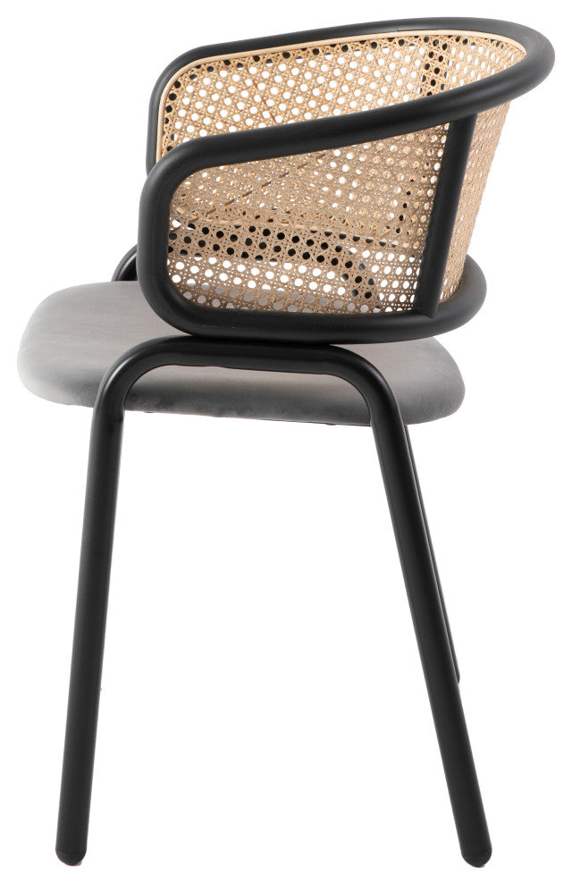 LeisureMod Ervilla Modern Dining Chair With Stainless Steel Legs, Grey