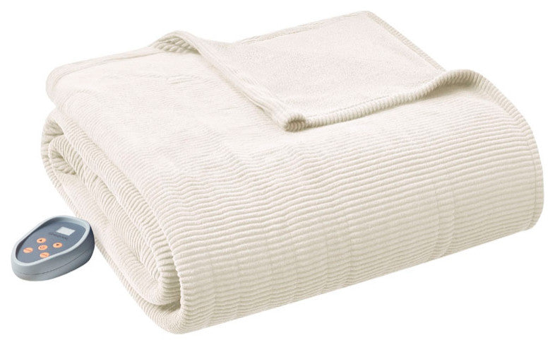 Beautyrest Electric Micro Fleece Heated Electric Bedding Blanket, Ivory