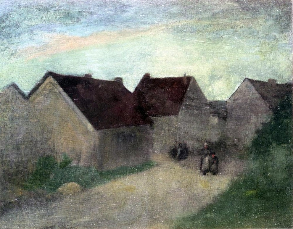 Robert Henri Old Houses in Normandie, 21"x28" Gallery Wrapped Canvas Print