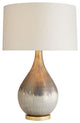 Romy Lamp, Satin Silvered Bronze, Gray Morn Linen, 32"